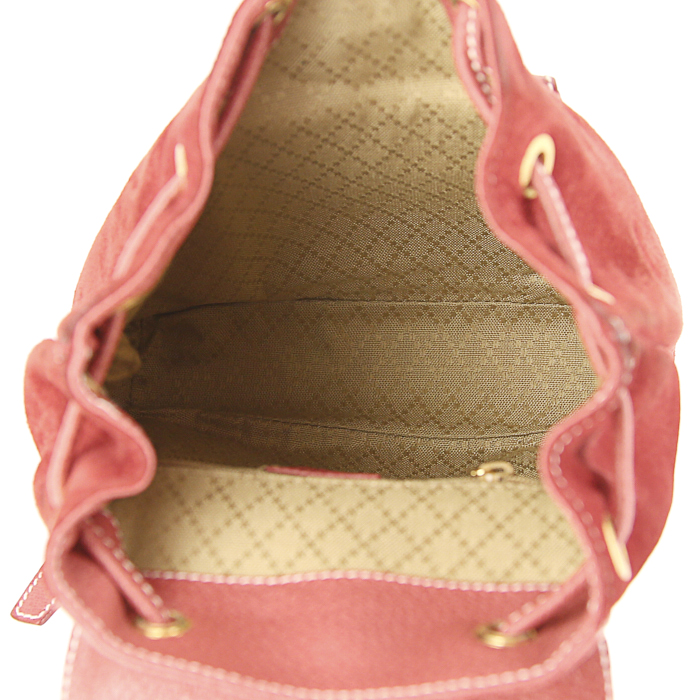 Bolso de mano Gucci Bamboo en ante rojo y cuero rojo - Detail D2