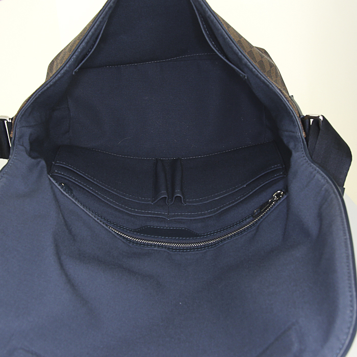 Bolso bandolera Louis Vuitton Sprinter en lona a cuadros ébano y cuero azul - Detail D2