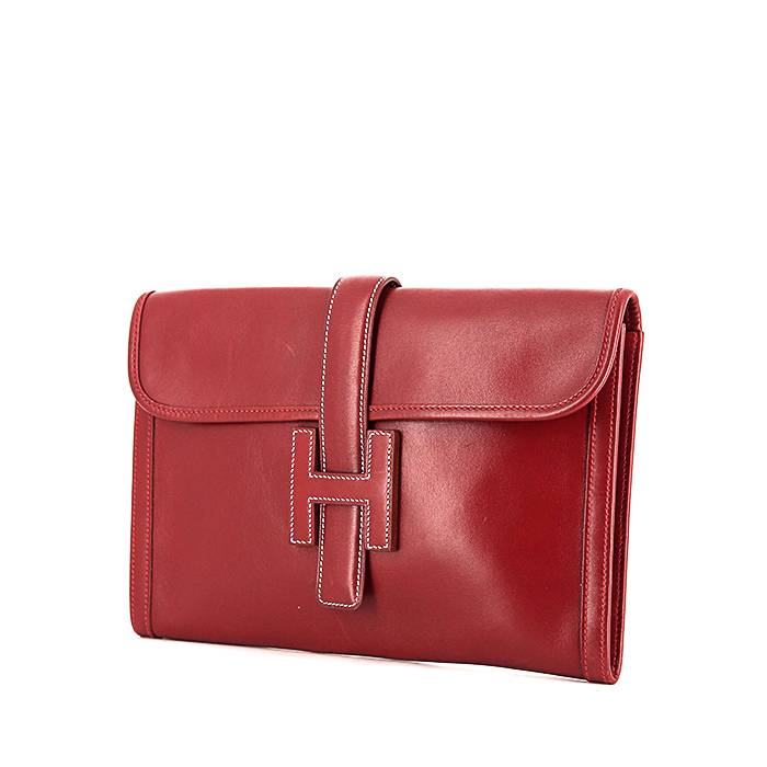 Pochette Hermes Jige in pelle box rossa