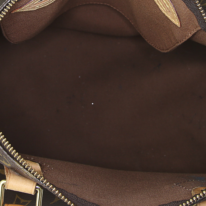Borsa Louis Vuitton Speedy in tela monogram marrone e pelle naturale - Detail D2