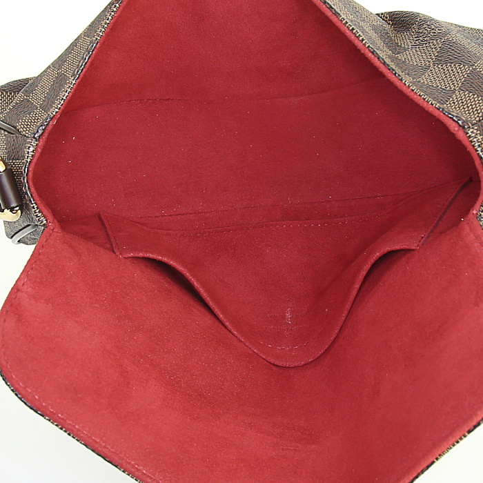 Louis Vuitton handbag in brown damier canvas and brown - Detail D2