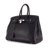 Hermes Birkin 35 cm handbag in dark blue leather taurillon clémence - 00pp thumbnail