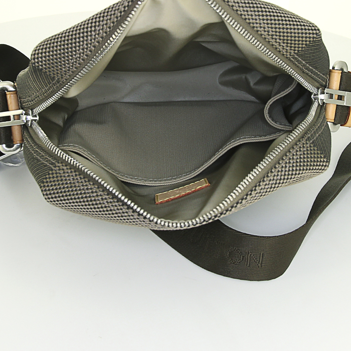 Borsa a tracolla Louis Vuitton in tela grigia e pelle naturale - Detail D2