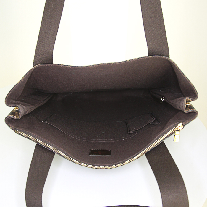 Louis Vuitton Beaubourg shopping bag in ebene damier canvas and brown canvas - Detail D2