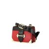 Prada Cahier handbag in red leather saffiano and black grained leather - 00pp thumbnail
