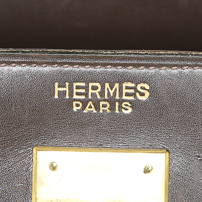 Borsa Hermes Kelly 35 cm in pelle box marrone - Detail D3
