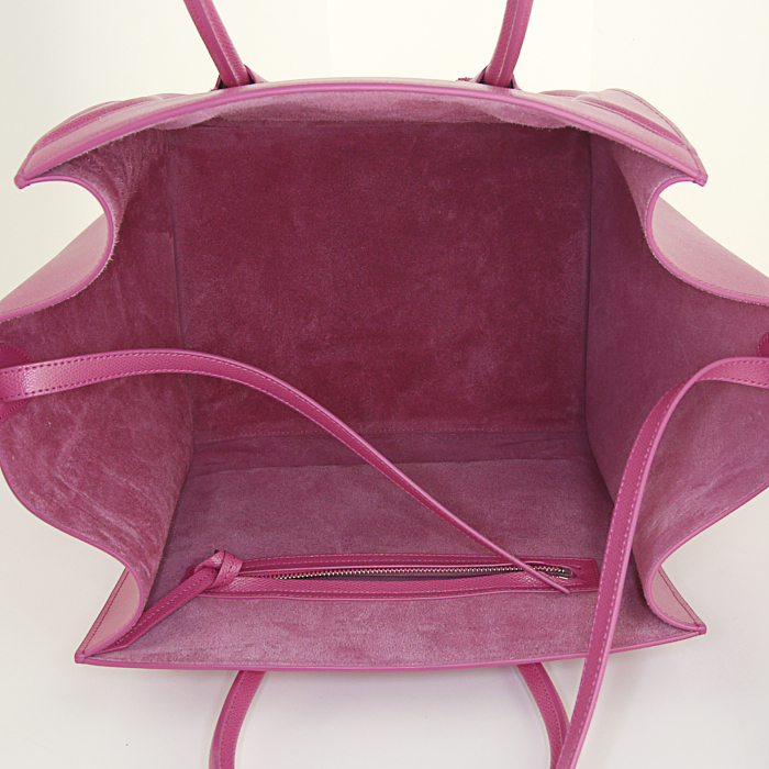 Bolso de mano Celine Phantom en cuero rosa fucsia - Detail D2