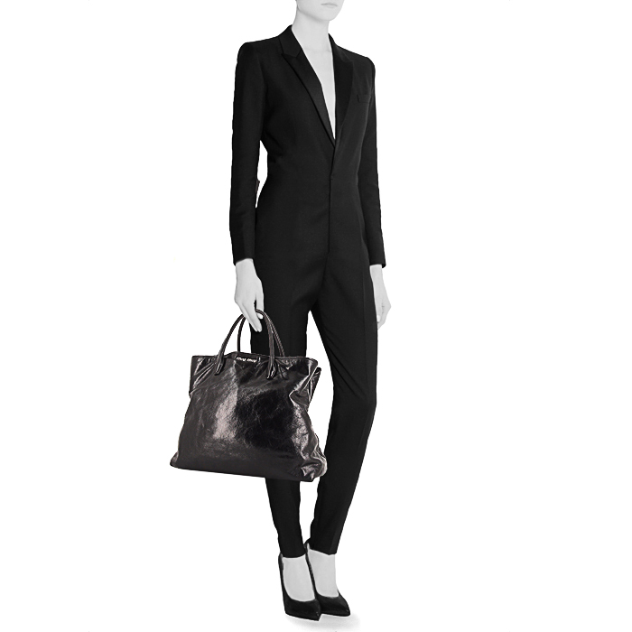 Shopping bag Miu Miu in pelle nera - Detail D1