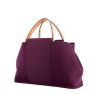 Hermès Cabag shopping bag in purple canvas and natural leather - 00pp thumbnail