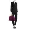 Shopping bag Hermès Cabag in tela viola e pelle naturale - Detail D1 thumbnail