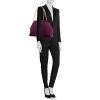 Shopping bag Hermès Cabag in tela viola e pelle naturale - Detail D2 thumbnail