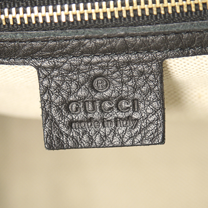 Gucci handbag in green and red bicolor canvas and black leather - Detail D3