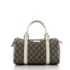 Gucci handbag in grey monogram canvas and white leather - 360 thumbnail