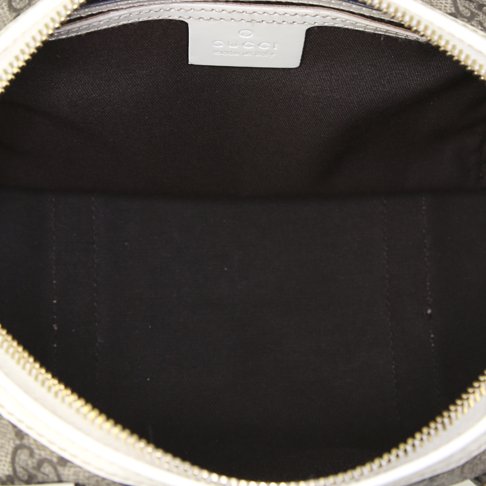 Borsa Gucci in tela monogram grigia e pelle bianca - Detail D2