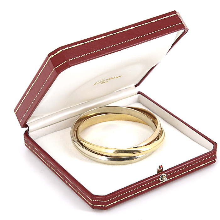Brazalete Cartier Trinity modelo mediano en oro amarillo,  oro rosa y oro blanco - Detail D2