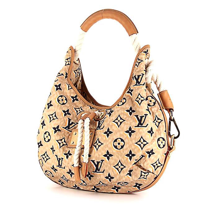 Sac à main Louis Vuitton Louis Vuitton Editions Limitées en toile monogram bicolore beige et bleue et cuir naturel