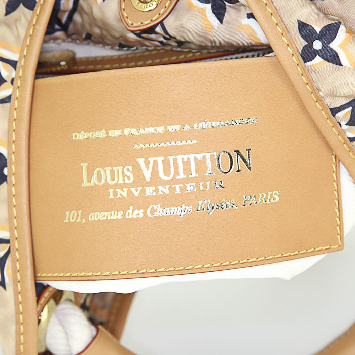 Sac à main Louis Vuitton Louis Vuitton Editions Limitées en toile monogram bicolore beige et bleue et cuir naturel - Detail D3