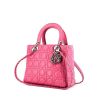 Dior Lady Dior medium model handbag in fushia pink leather - 00pp thumbnail