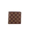 Billetera Louis Vuitton en lona a cuadros marrón y cuero marrón - 360 thumbnail