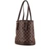 Shopping bag Louis Vuitton petit Bucket in tela a scacchi e pelle marrone - 00pp thumbnail