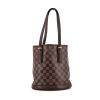 Shopping bag Louis Vuitton petit Bucket in tela a scacchi e pelle marrone - 360 thumbnail