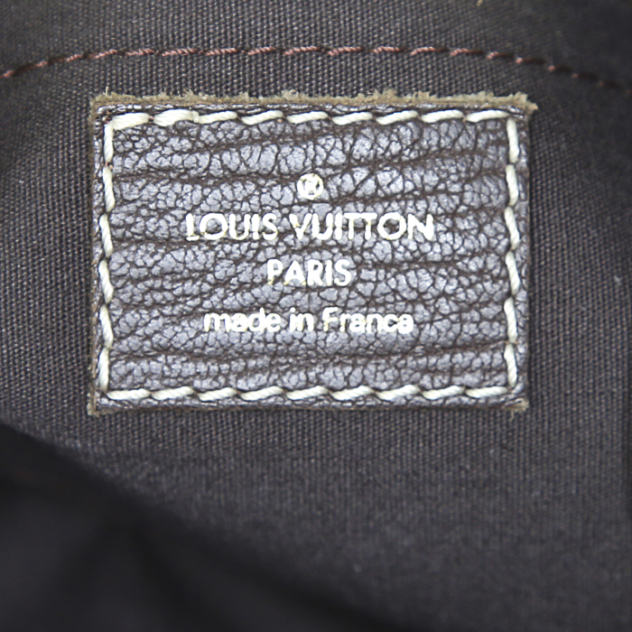 Louis Vuitton Manon small model handbag in ebene and beige monogram canvas - Detail D3