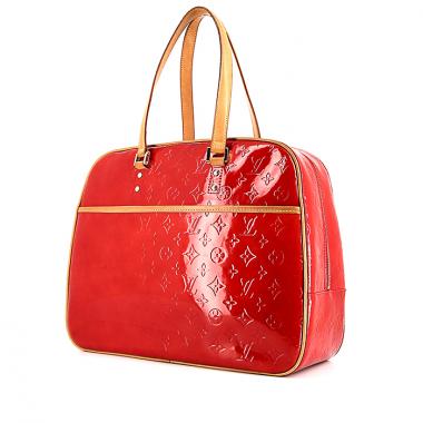 Louis Vuitton Sutton handbag in red patent leather and natural leather