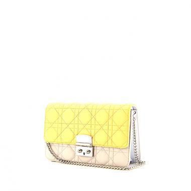 Bolso bandolera Dior Miss Dior Promenade en cuero tricolor amarillo y azul gris