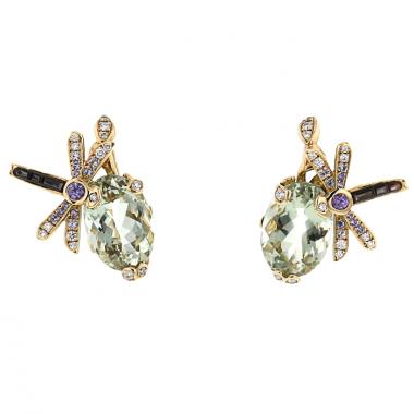 Dior Gourmande earrings in yellow gold,  diamonds and sapphires and in quartz