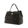 Yves Saint Laurent Muse Two large model handbag in grey Ardoise suede and black canvas - 00pp thumbnail