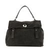 Yves Saint Laurent Muse Two large model handbag in grey Ardoise suede and black canvas - 360 thumbnail