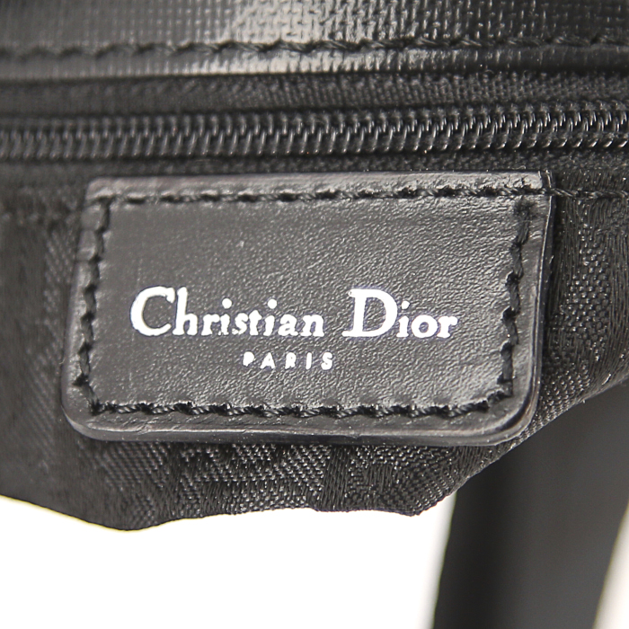 Dior Hardcore handbag in black coated canvas and black leather - Detail D3
