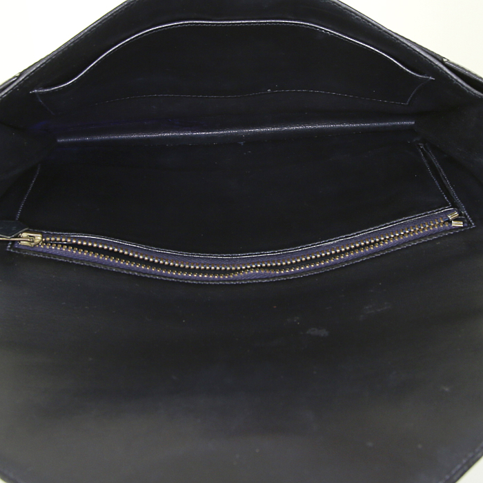Bolso/bolsito Hermes Lydie en cuero box azul marino - Detail D2