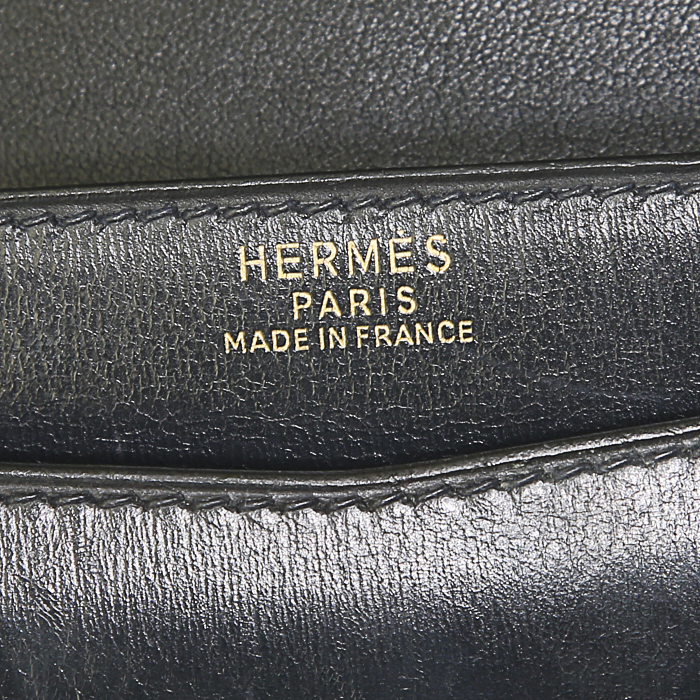 Bolso/bolsito Hermes Lydie en cuero box azul marino - Detail D3