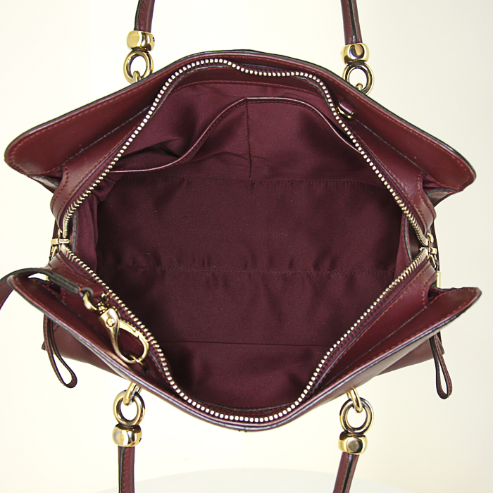 Tod's Sellas handbag in burgundy smooth leather - Detail D3
