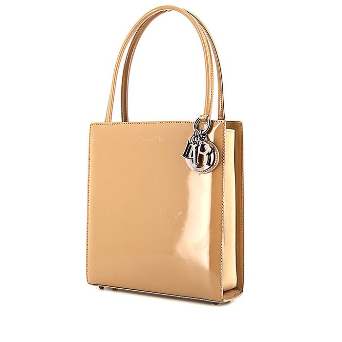 Bolso de mano Dior Vintage en charol beige