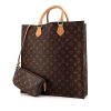 Shopping bag Louis Vuitton Sac Plat in tela monogram cerata marrone e pelle naturale - 00pp thumbnail