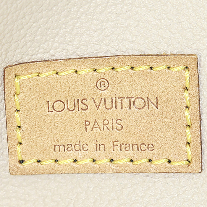 Shopping bag Louis Vuitton Sac Plat in tela monogram cerata marrone e pelle naturale - Detail D3
