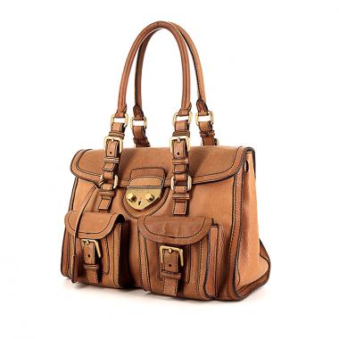 Prada Antic Buckles handbag in brown leather