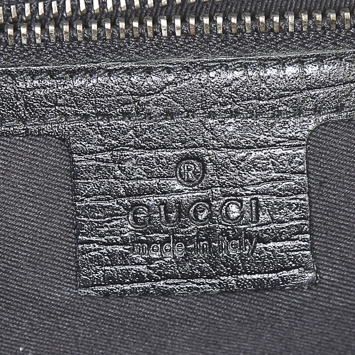 Sac à main Gucci en toile monogram noire et cuir noir - Detail D3