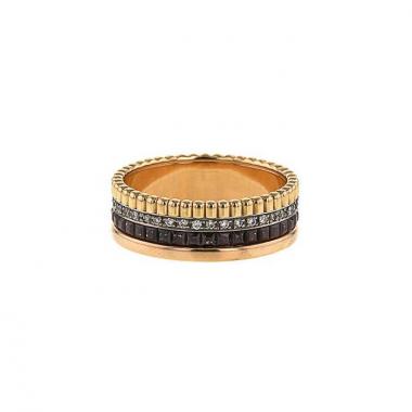 Boucheron Quatre medium model ring in 3 golds,  diamonds and PVD