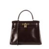 Hermes Kelly 28 cm handbag in dark brown box leather - 360 thumbnail
