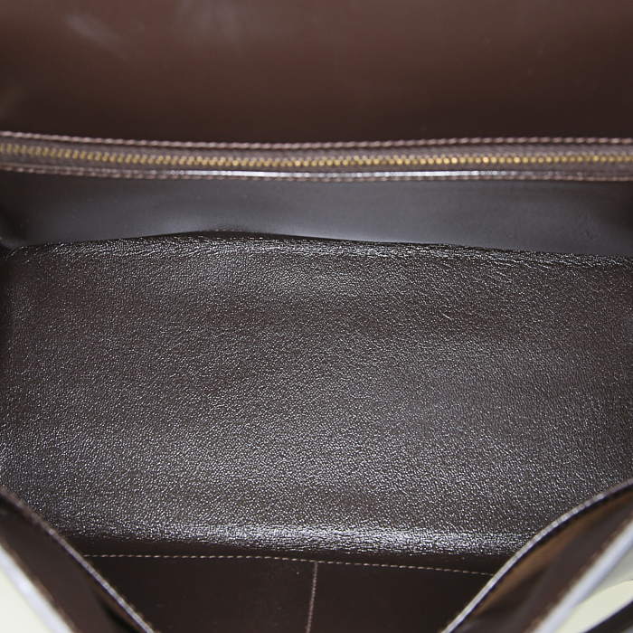 Hermes Kelly 28 cm handbag in dark brown box leather - Detail D3