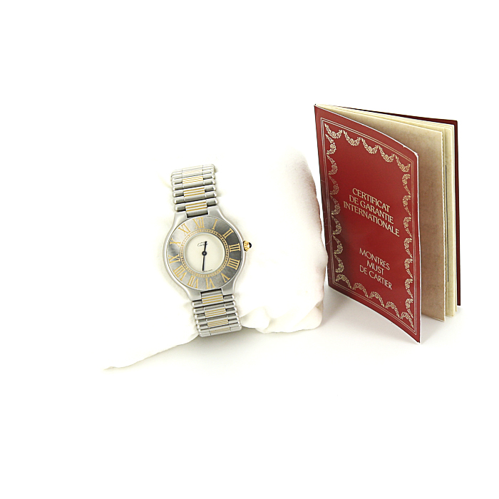 Cartier Must 21 watch in stainless steel and gold plated - Detail D2