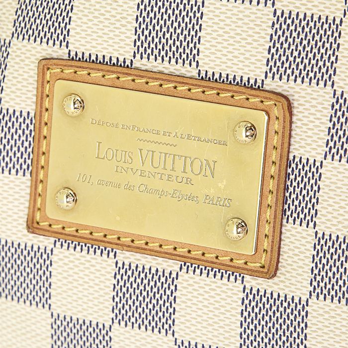 Borsa Louis Vuitton in tela a scacchi e pelle naturale - Detail D5