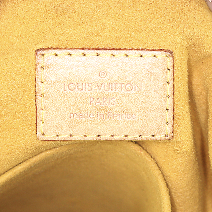 Bolso bandolera Louis Vuitton modelo pequeño en lona denim azul y cuero natural - Detail D3