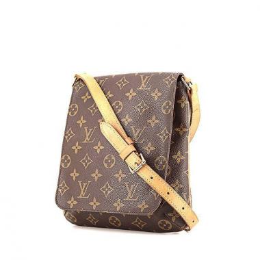 Borsa a spalla Louis Vuitton Musette in tela monogram marrone e pelle naturale