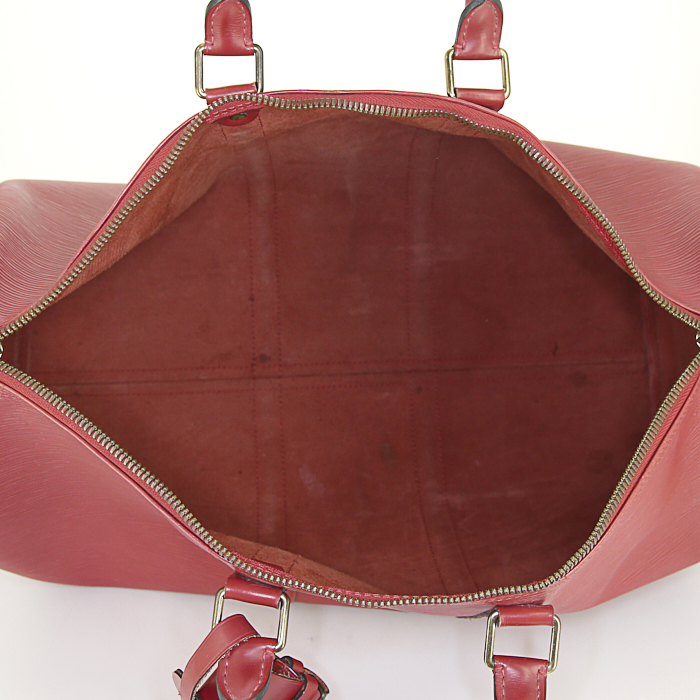 Bolsa de viaje Louis Vuitton Keepall 45 en cuero Epi rojo - Detail D2