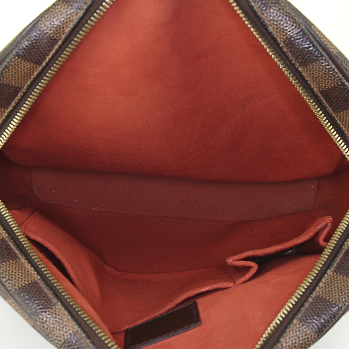 Louis Vuitton Ipanema shoulder bag in brown damier canvas and brown leather - Detail D2