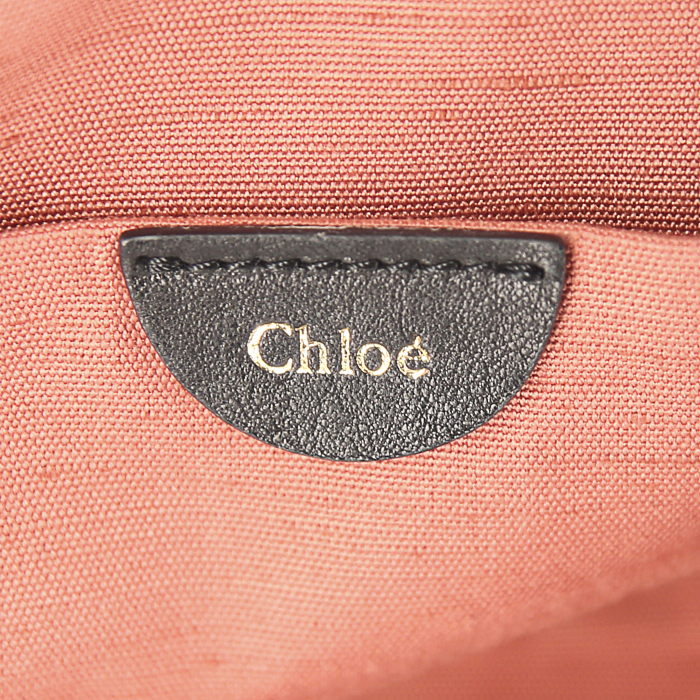 Chloé Angie shopping bag in black leather - Detail D3